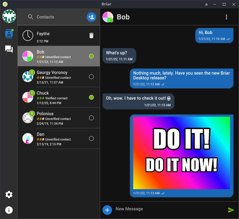 Briar Desktop - private chats