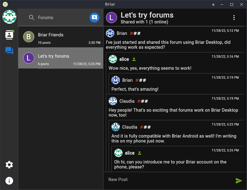 Briar Desktop - forums