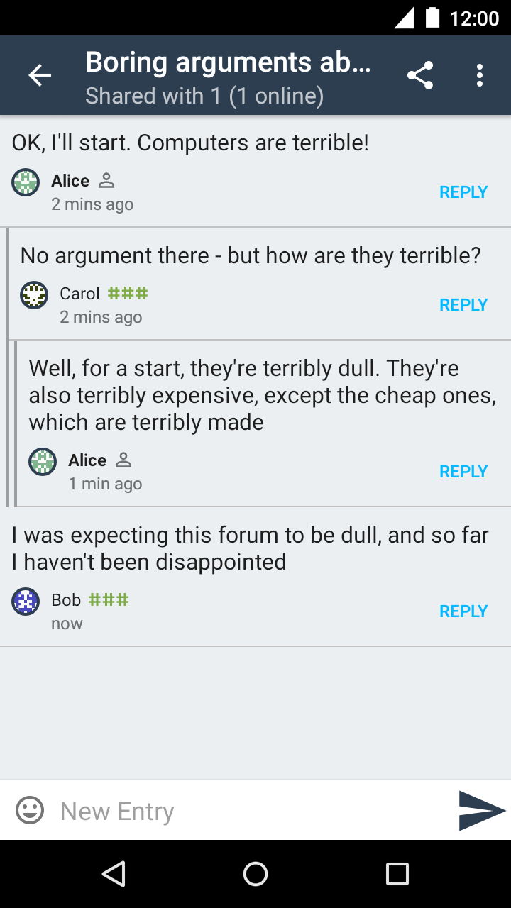 En konversasjon i et forum