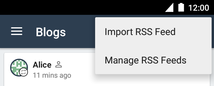 Importing an RSS feed, step 1